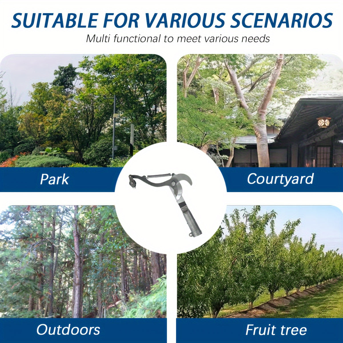High Carbon Steel Pruning Shears, 32.0 cm - Modern Style, Cordless Pruner with Pulley Design and Cord for Fruit Trees