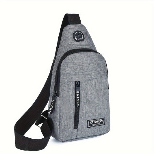 1pc Men's Polyester Chest Bag  Waterproof Crossbody Bag with Multiple Pockets
