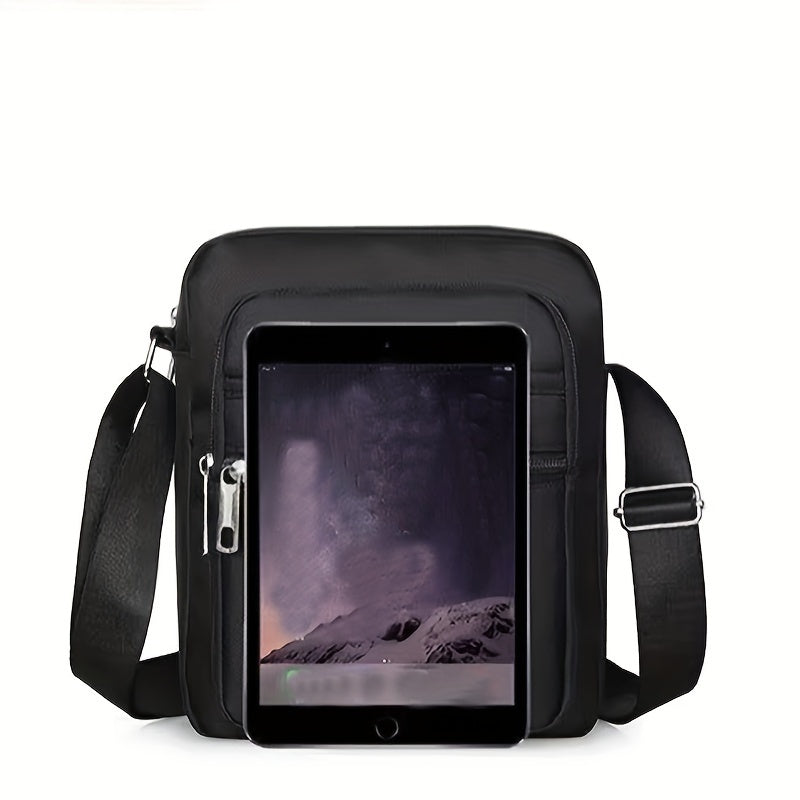 Men's Casual Nylon Crossbody Bag - Adjustable Shoulder Strap, Tassel Detail, Black - Perfect for Daily Commuting and Sports