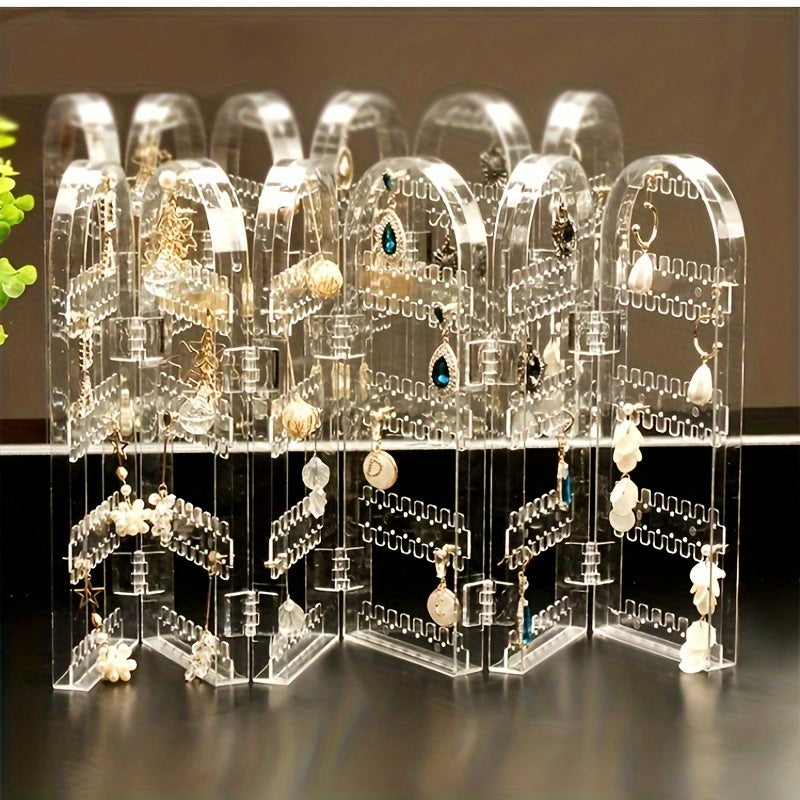 1pcs Foldable Jewelry Display Stand Double Door Jewelry Display Stand Creative Screen Jewelry Rack for Plastic Earrings and Necklace Storage Rack