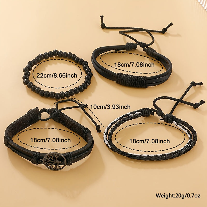5 Piece Men's Casual Black Quartz Watch and Bracelet Set - Perfect Gift for Valentine's Day, Easter, Ramadan
