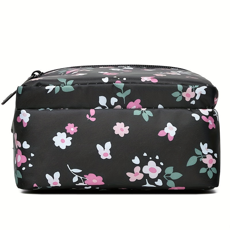 Women's Nylon Tropical Print Crossbody Bag Casual Mini Shoulder Bag with Zipper