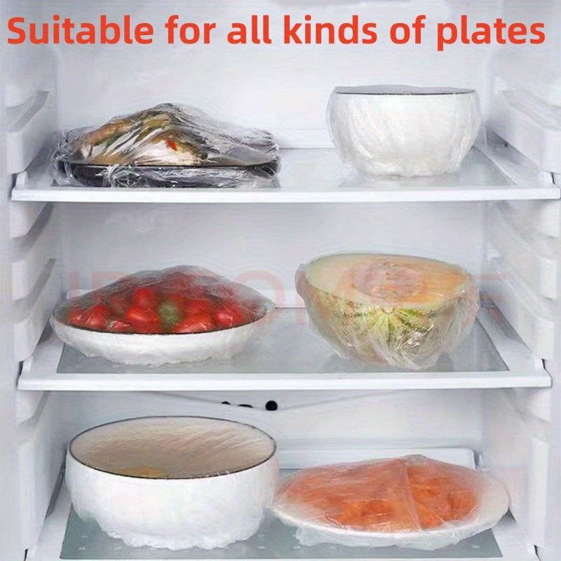 100pcs Plastic Packaging Covers - Food Grade PE Film, Elastic Bowl Covers, Disposable Kitchen Supplies - Keep Your Food Fresh and Safe