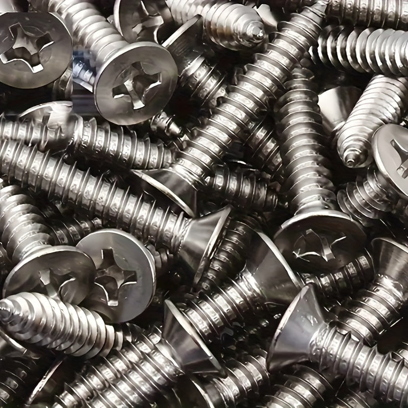 100pcs KA flat head Phillips self tapping screws, nickel plated, durable, suitable for wood, metal, plastic, full thread, right hand thread, iron 0.138*0.512 inch (3.5*13 mm)/100pcs