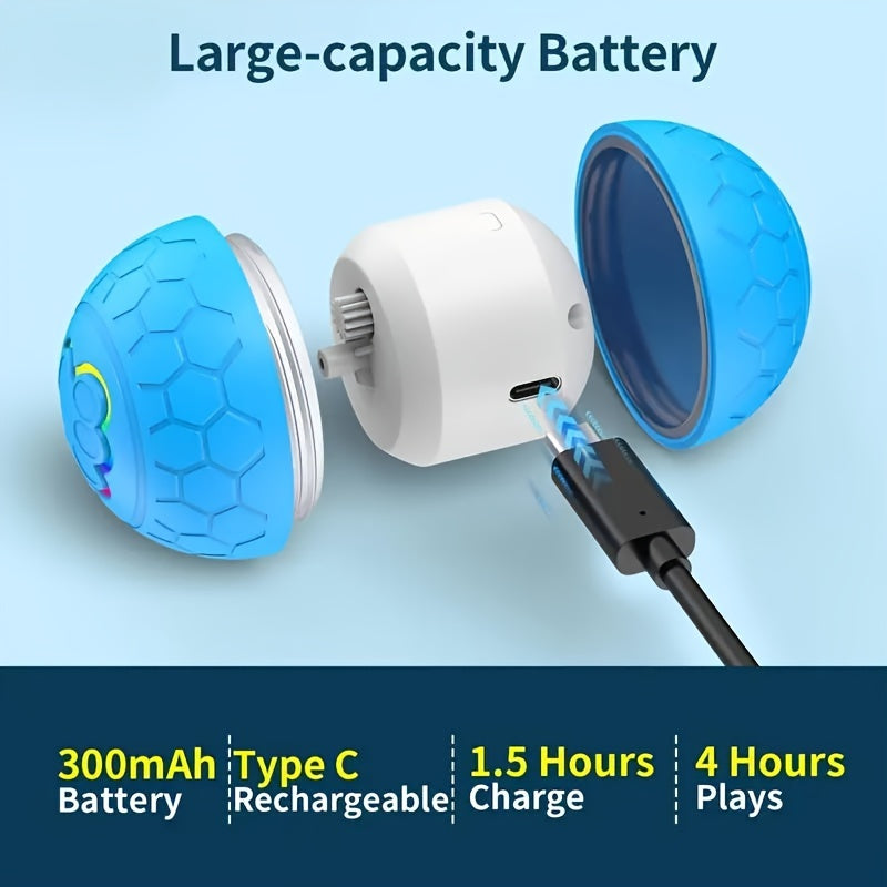 1pc 2.5cm durable pet toy automatic dog toy ball electric smart remote control ball gravity jump ball O5 Model 1 Blue & with charging cable