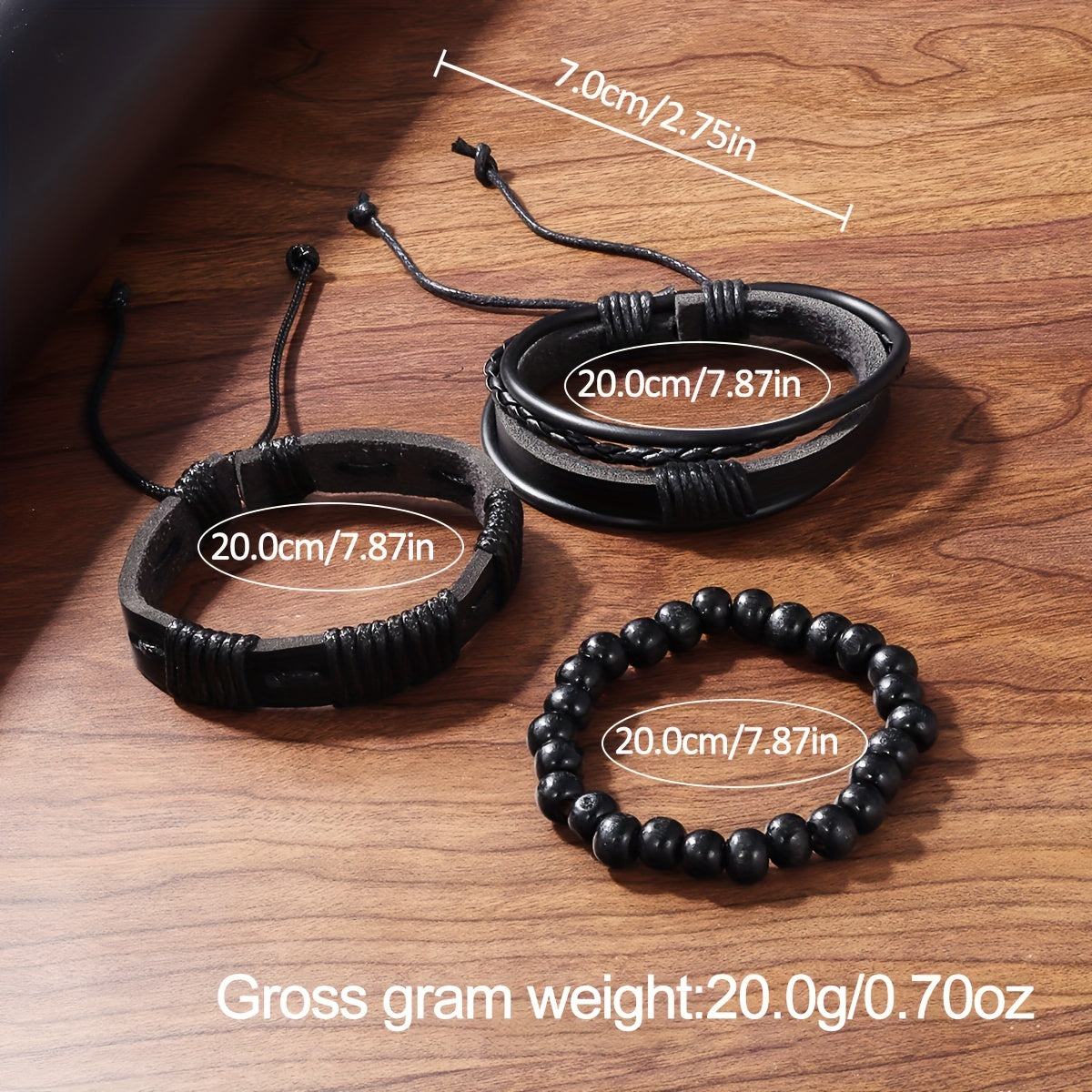 4 Pieces Stylish Black Round Analog Digital Quartz Watches with Canvas Strap, 3 Bonus Bracelets and Calendar Indicator - Perfect Gift for Son, Husband, Father