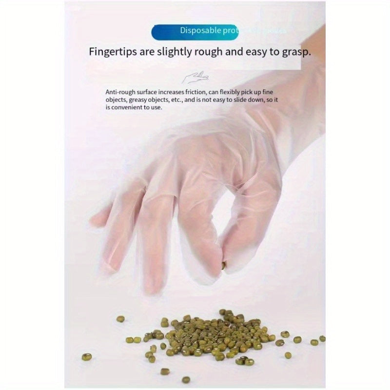 100 Pack TPE Disposable Gloves - Food Grade, Thickened for Cooking, Food Prep and Serving - Maximum Protection and Comfort, Safe for Food Contact