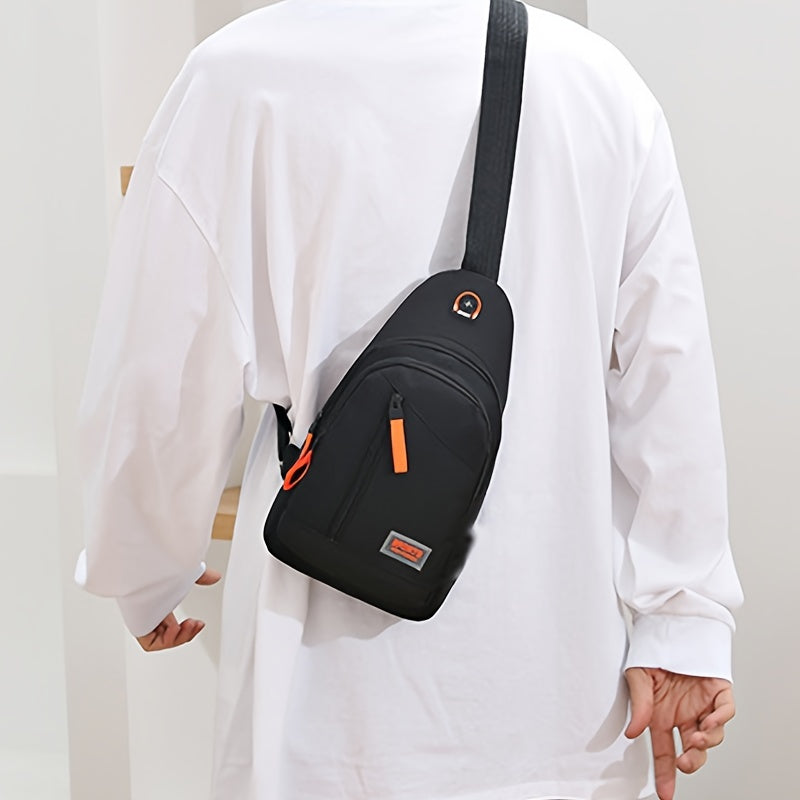 Stylish black Oxford canvas crossbody bag with adjustable shoulder strap and zip closure - perfect for casual outings