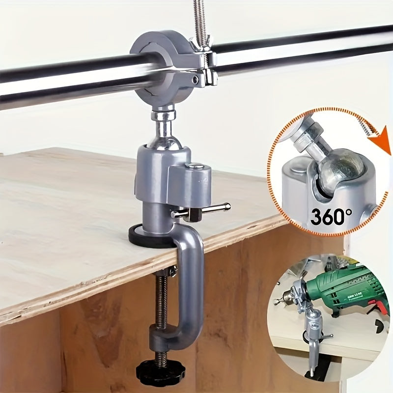 1-Piece Universal Multi-Purpose Stand - 360 Degree Rotatable, Adjustable Drill Clamp, Stand and Bracket - Perfect for Drills, Drill Presses and Handheld Drills