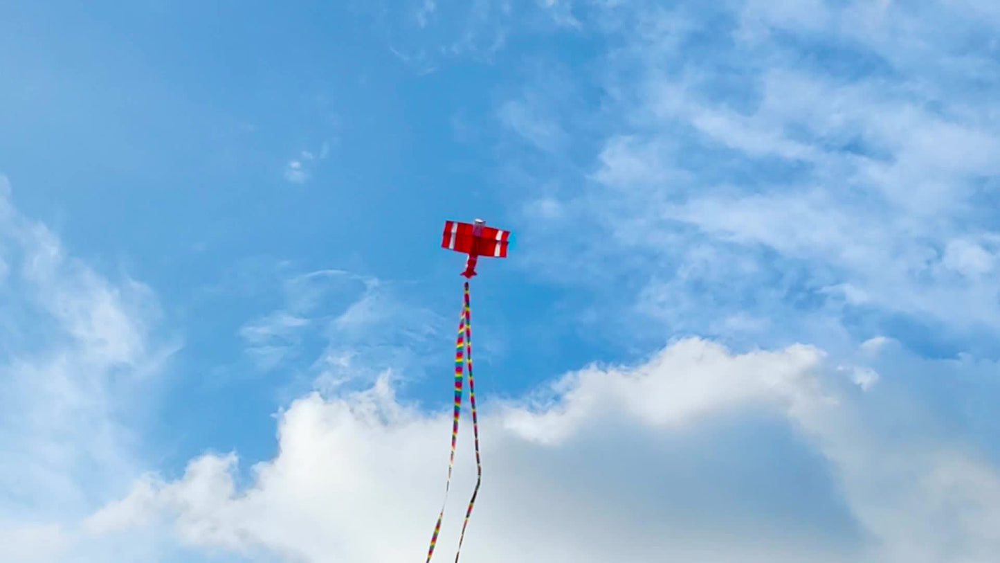 Innovative 3D Bi-plane Kite - Breathtaking Stereo Sound, Realistic Airplane Design with 100m Control Line - Fun-Filled Outdoor Entertainment for All Ages