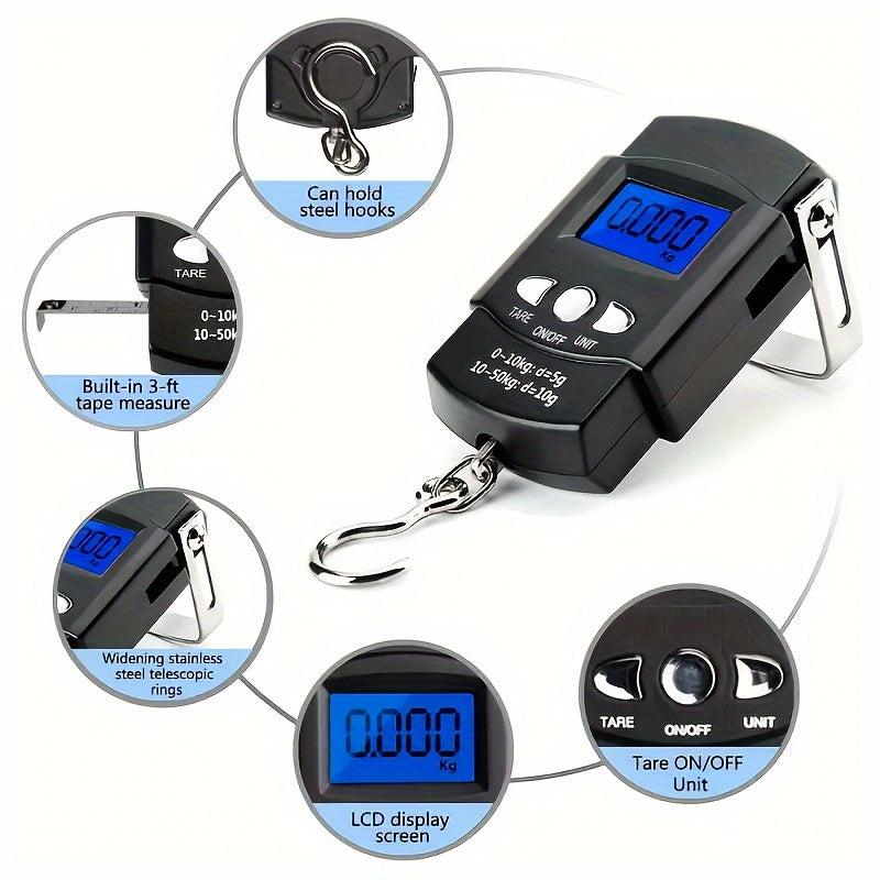 1 Piece Portable Electronic Luggage Scale, Home Travel Luggage Scale, Digital Handheld Luggage Hanging Luggage Scale, Mini Portable Electronic Scale, Travel Essentials, Kitchen Scale, Maximum Loading 49.9KG