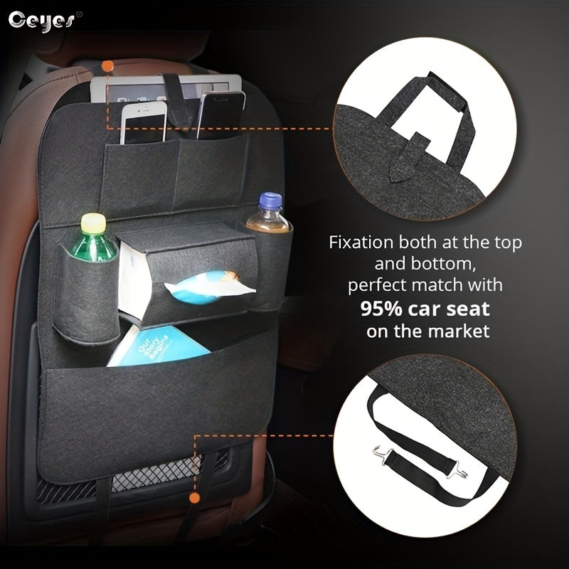 Portable Felt Car Seat Back Multi-Pocket Organizer - Spacious storage space for travel essentials, durable structure, easy installation - Perfect for road trips, family outings and daily commutes