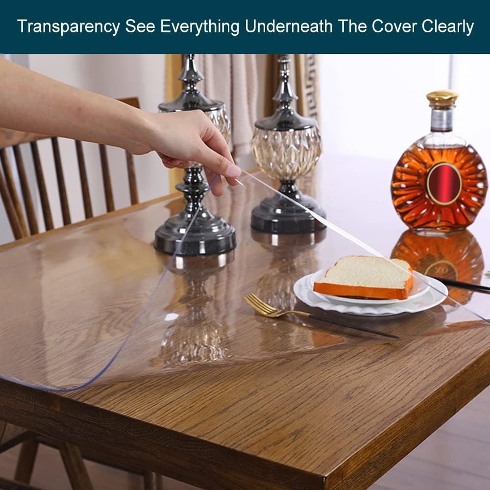 1 piece of high quality PVC tablecloth - transparent, 1.5mm thick, heat resistant, anti-scratch table protector for home and hotel