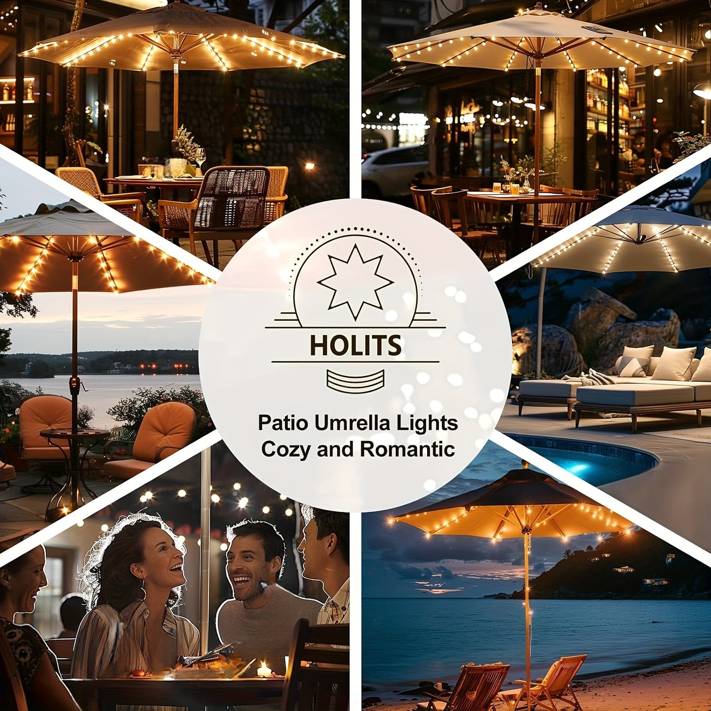 1pcs Garden Umbrella Light with Remote Control, 8 Modes Waterproof LED Outdoor Umbrella Light Battery Powered for Decoration Outdoor Party, Wedding, Festival (Remote Control with Button Battery, Battery Box Not Included)