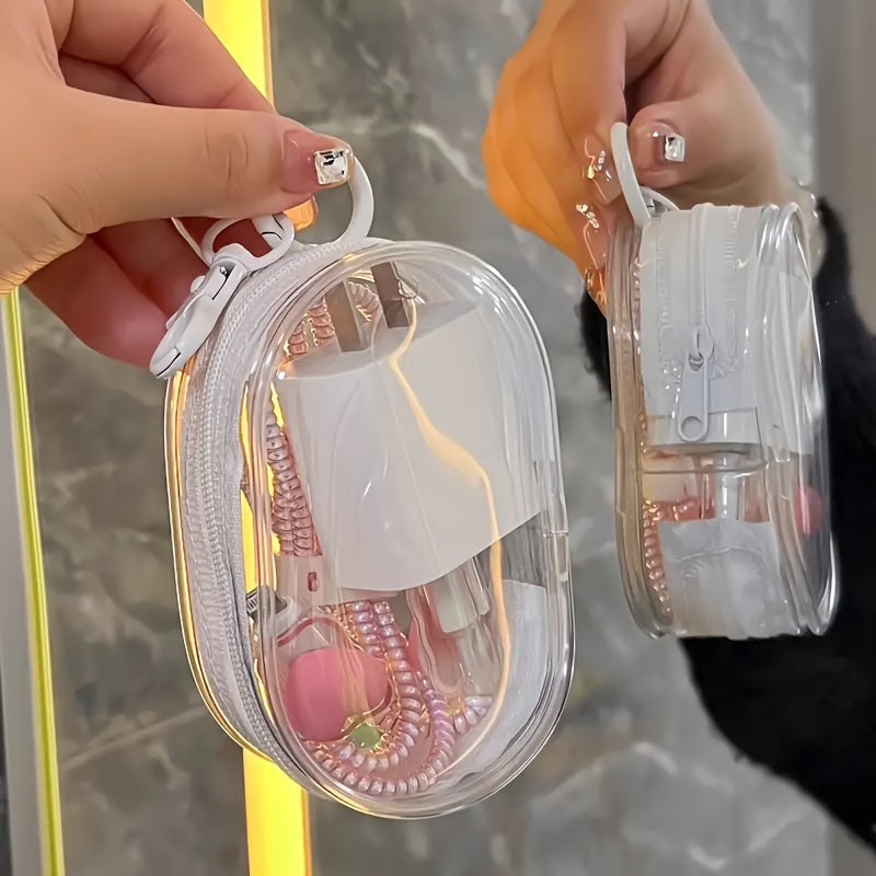 1pc Portable PVC Cable Organizer Box, Casual Style Transparent Charger Storage Box for Earphones and Data Cables