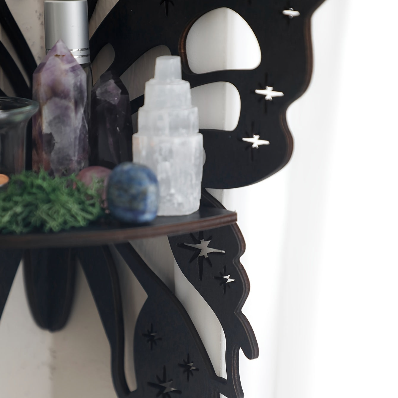 1pc, Creative Simple Wall Display Rack (Nail Not Included), Rustic Style Wooden Butterfly and Lotus Wall Decor Pendant, DIY Assembled Wooden Storage Rack