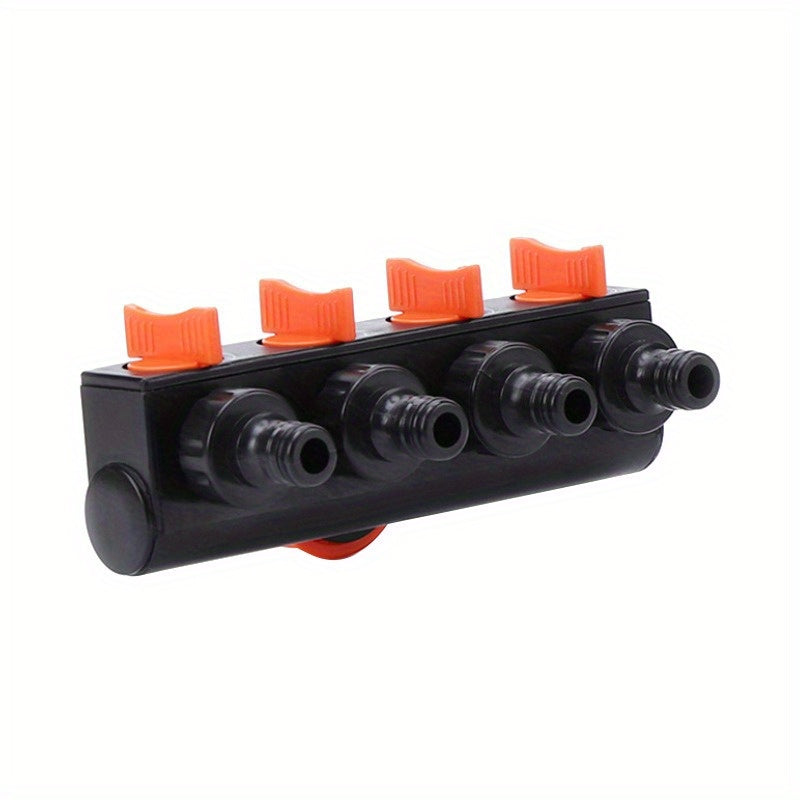 4-way garden hose distributor with 4 independent switches, outlet water control controller for outdoor sprinkler system