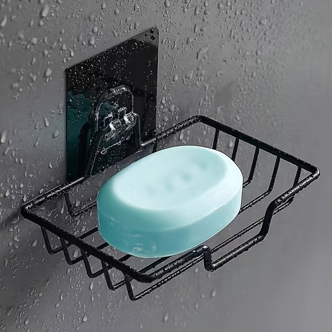 1pcStainless Steel Wall Mounted Soap Dish - Rust-Proof, Drainable Bathroom and Kitchen Accessories Storage Rack