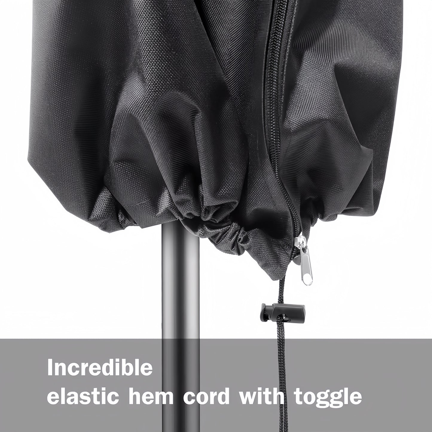 280cm Waterproof Outdoor Umbrella Cover 420D Oxford Cloth, Anti-UV Patio Parasol Cover with Storage Bag, Dust-Proof Black Canopy Sunshade Cover for 3.35m to 4.27m Garden Parasol