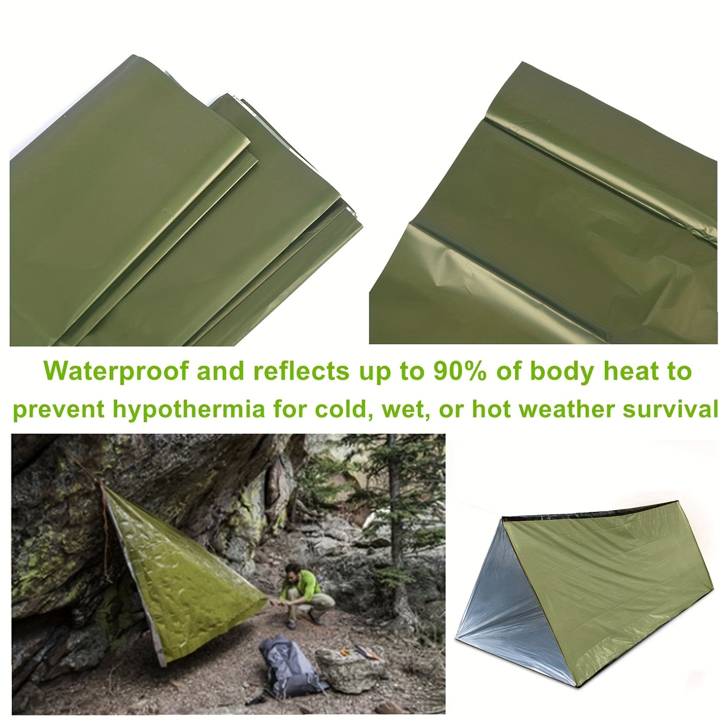Portable First Aid Tent for 2 People - Waterproof, Windproof, Warm Emergency Shelter with Mylar Blanket - Great for Outdoor Camping and Emergencies