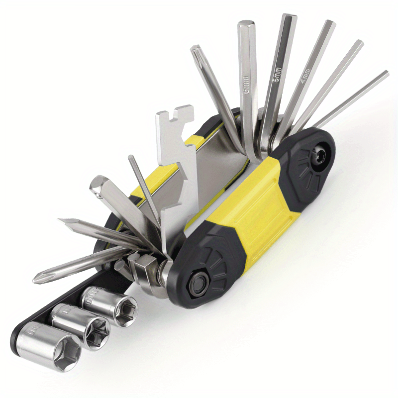 1pcs 16 in 1 Foldable Stainless Steel Rivet Removal Professional Pliers - Multi-purpose Bicycle Repair Tools for Travel, Off-road, Racing, Mountain Biking - Perfect Valentine's Day Gift for Men and Bicycle Lovers