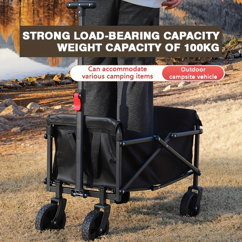 Versatile Heavy Duty Folding Cart - Perfect for the Beach, Boat, Pets, Groceries and Camping | Easy to Store, All Terrain Wheels, Black