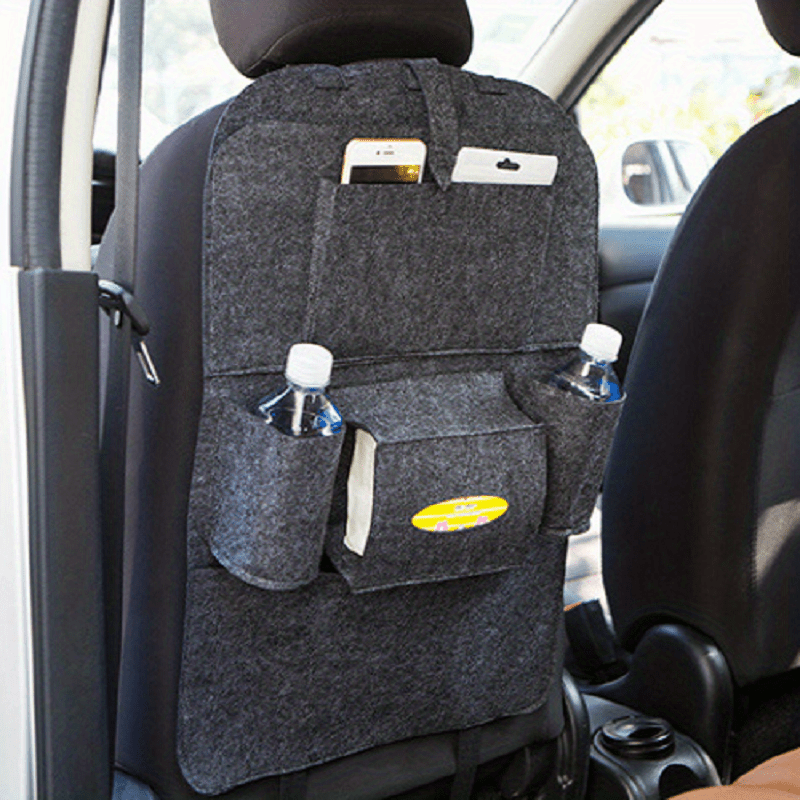 Portable Felt Car Seat Back Multi-Pocket Organizer - Spacious storage space for travel essentials, durable structure, easy installation - Perfect for road trips, family outings and daily commutes