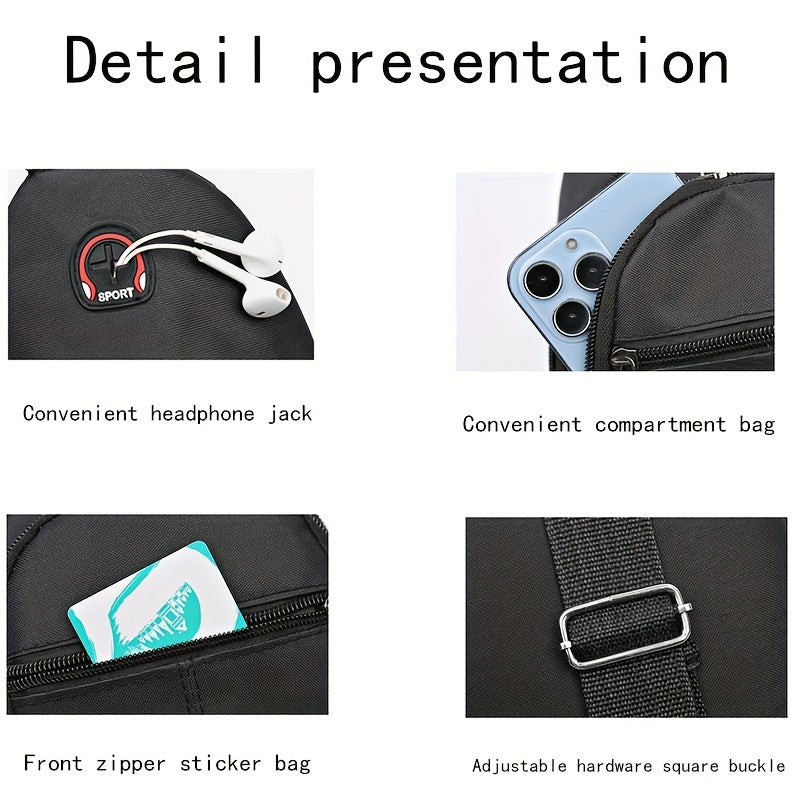 Men's Casual Nylon Crossbody Bag - Multi-Purpose, Sports and Travel Chest Bag with Tassel Detail