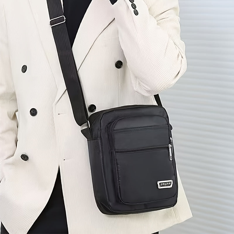 Men's Casual Nylon Crossbody Bag - Adjustable Shoulder Strap, Tassel Detail, Black - Perfect for Daily Commuting and Sports