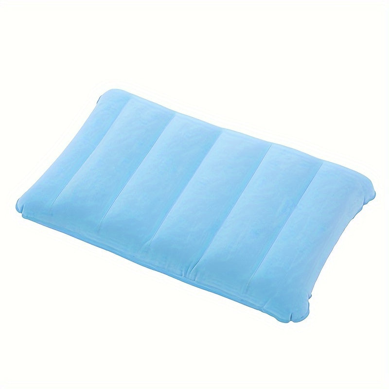 Compact portable inflatable pillow 18.75x11.75 inches - soft, foldable design for travel and home use, easy to inflate, snap closure