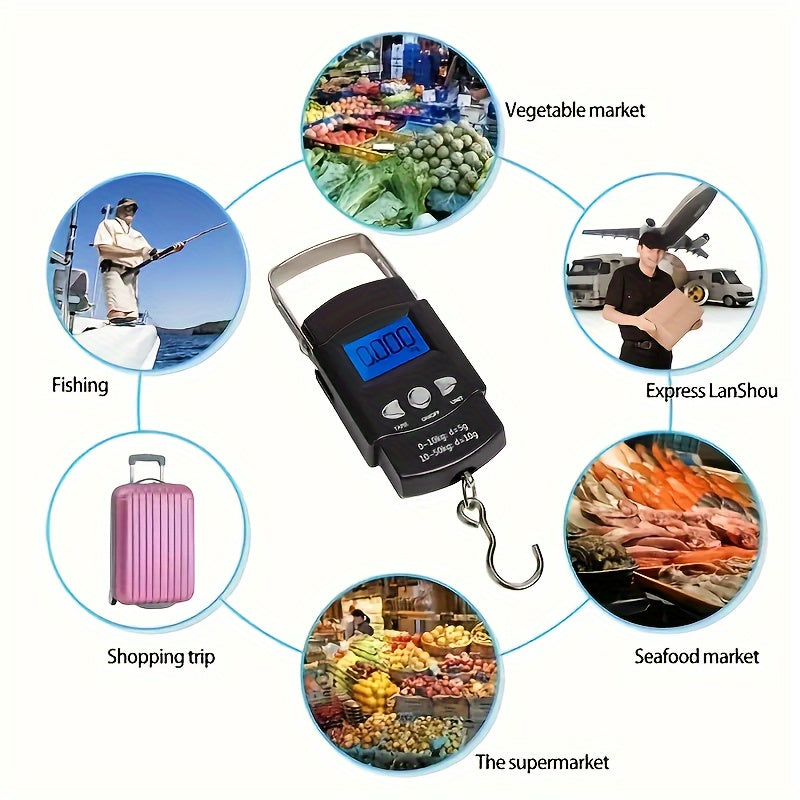 1 Piece Portable Electronic Luggage Scale, Home Travel Luggage Scale, Digital Handheld Luggage Hanging Luggage Scale, Mini Portable Electronic Scale, Travel Essentials, Kitchen Scale, Maximum Loading 49.9KG
