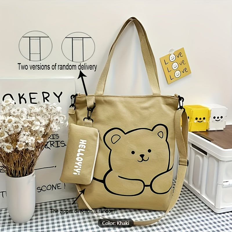 1PC cute cartoon printed handbag, large capacity shoulder bag and coin purse, perfect underarm bag for commuting