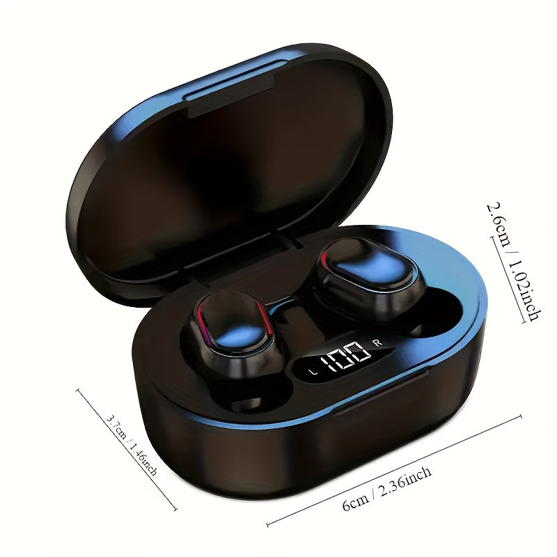 1 pc E7S TWS Wireless Earbuds with LED Display, In-Ear Gaming Headphones, Voice Call Noise Cancellation, App Control, Volume Control, USB Charging, Anti-Tangle Cable, for iPhone/Xiaomi - Adults
