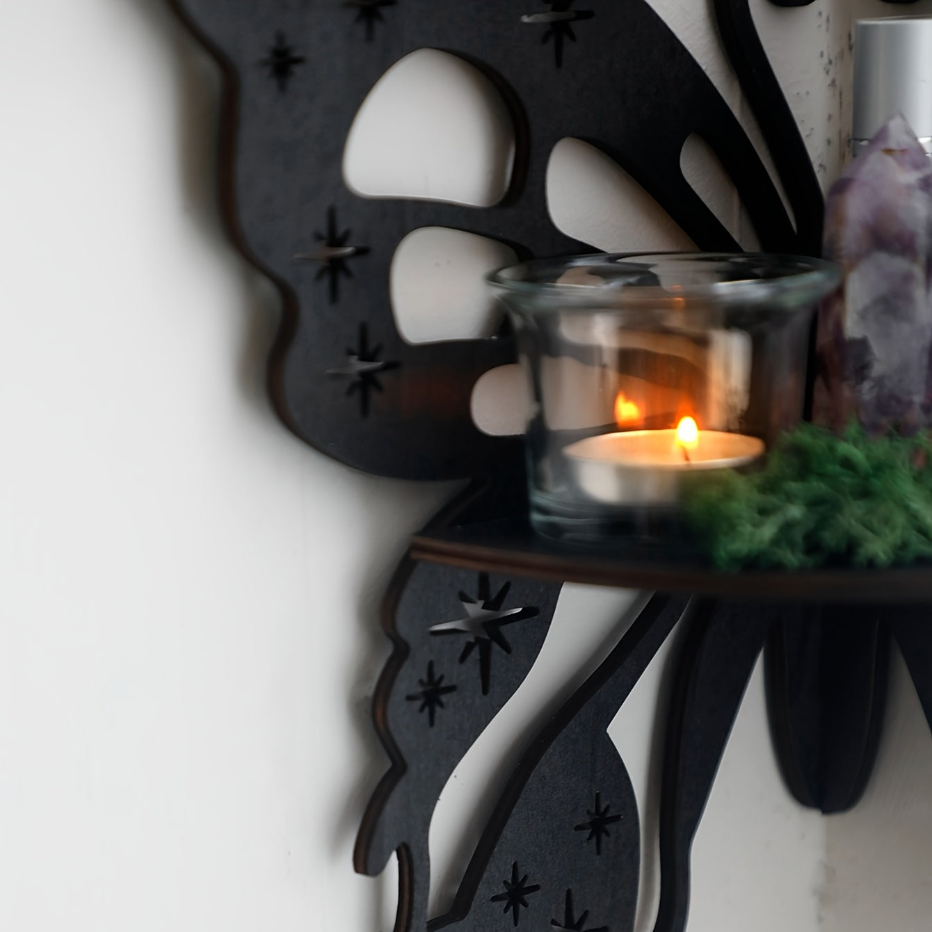 1pc, Creative Simple Wall Display Rack (Nail Not Included), Rustic Style Wooden Butterfly and Lotus Wall Decor Pendant, DIY Assembled Wooden Storage Rack