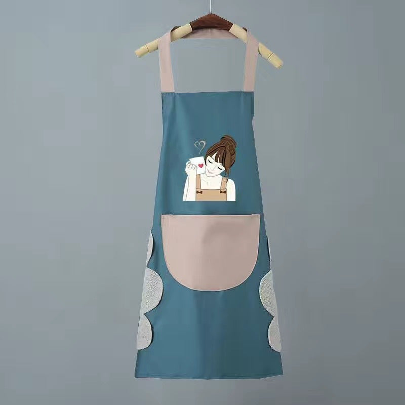 Cute Cartoon Girl Printed Apron - Home Cooking Waterproof and Oil Proof Kitchen Apron