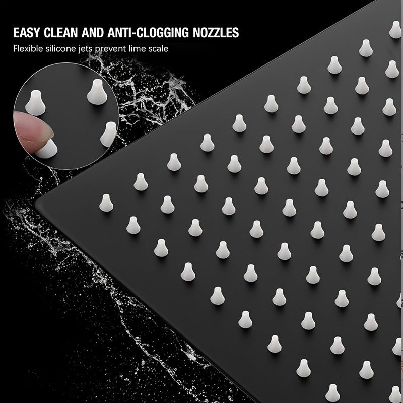 Square Stainless Steel Rain Shower Head - Easy to install, no electricity required, perfect for bathroom upgrades