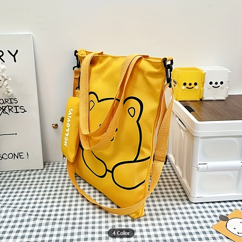 1PC cute cartoon printed handbag, large capacity shoulder bag and coin purse, perfect underarm bag for commuting