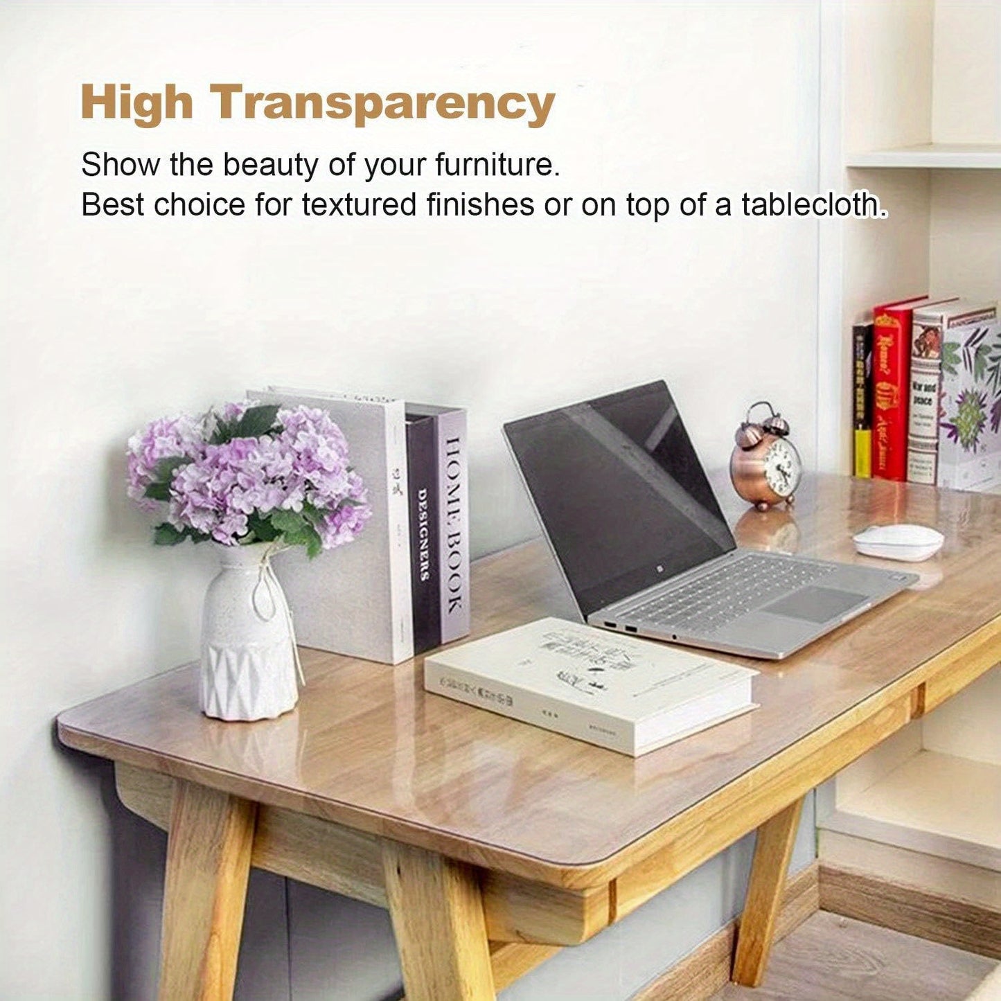 1 piece of high quality PVC tablecloth - transparent, 1.5mm thick, heat resistant, anti-scratch table protector for home and hotel
