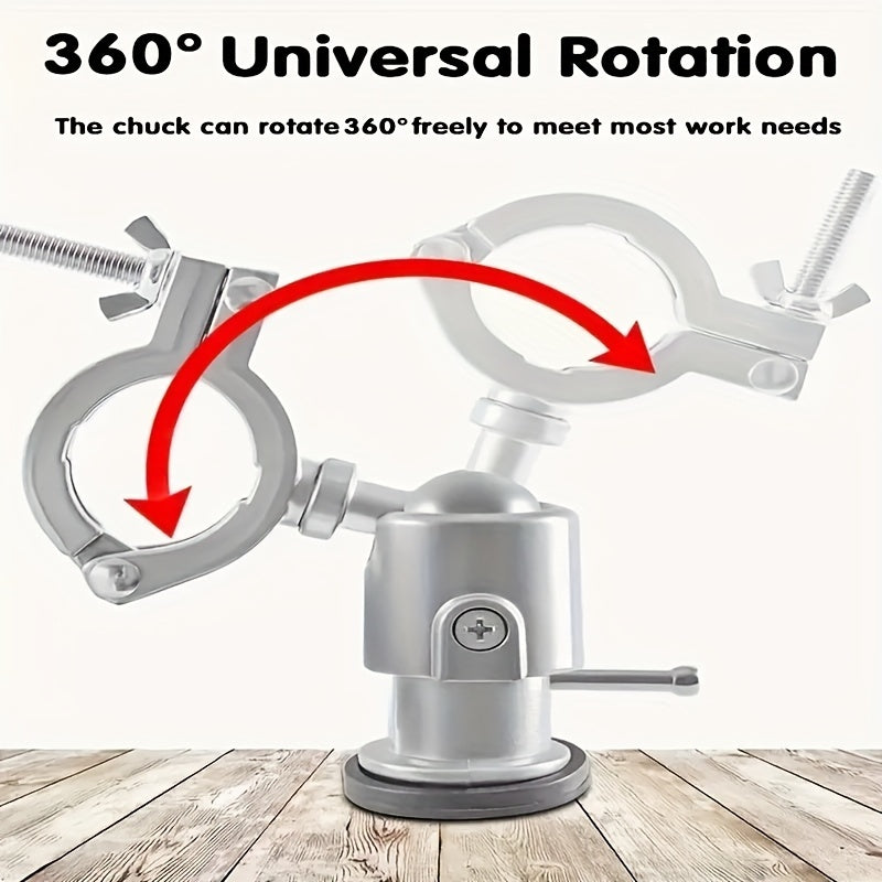 1-Piece Universal Multi-Purpose Stand - 360 Degree Rotatable, Adjustable Drill Clamp, Stand and Bracket - Perfect for Drills, Drill Presses and Handheld Drills