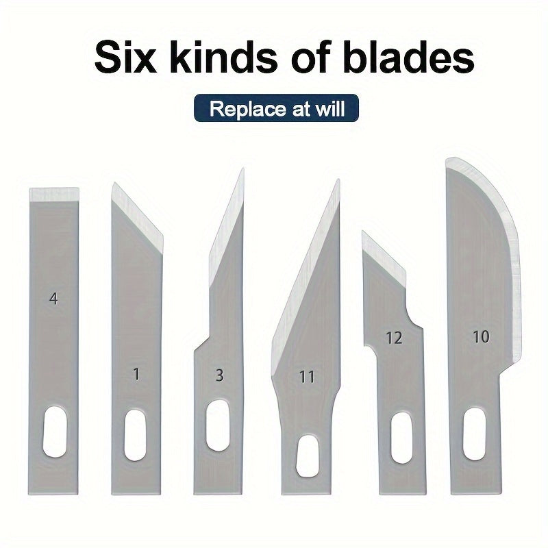 7-Piece Precision Engraving Knife Set, Metal Craft Knife with Replaceable Blades, Hand Engraving Hobby Tools for DIY Projects, Mobile Film Art, Multi-Function, No Electricity Required