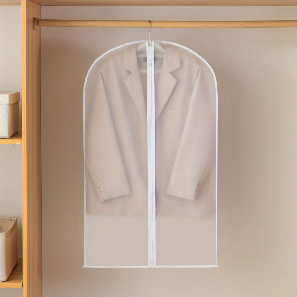 5 Pieces Clear Garment Bags with Zipper - Washable Hanging Bags for Dresses, Suits, Jackets and Down Jackets - Space Saving Wardrobe Organizer