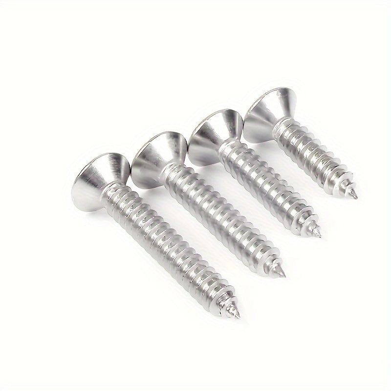 100pcs KA flat head Phillips self tapping screws, nickel plated, durable, suitable for wood, metal, plastic, full thread, right hand thread, iron 0.138*0.512 inch (3.5*13 mm)/100pcs