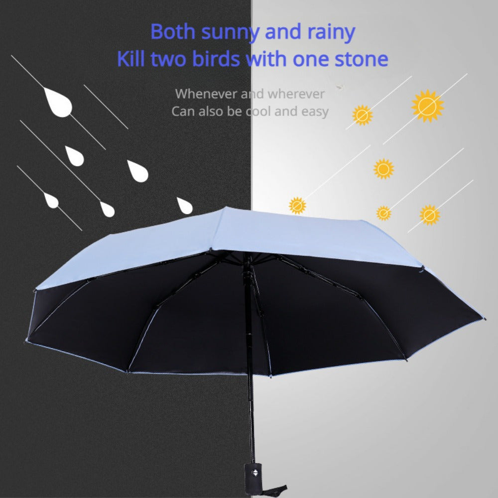 Automatic opening folding umbrella with UV protection, 8 steel ribs, 190T polyester pongee fabric, windproof, compact, sun and rain protection - Professional for business and travel
