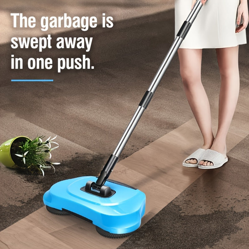 3-in-1 Manual Push Broom - Multi-function Cleaning Tool with Sweeping and Mopping Functions - Spiral System for Deep Cleaning - Crumb, Pet Hair and Dust Remover for Home, Office, Kitchen - Essential for Hardwood, Tile, Floor Cleaning