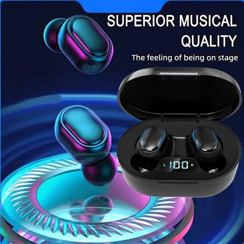 1 pc E7S TWS Wireless Earbuds with LED Display, In-Ear Gaming Headphones, Voice Call Noise Cancellation, App Control, Volume Control, USB Charging, Anti-Tangle Cable, for iPhone/Xiaomi - Adults