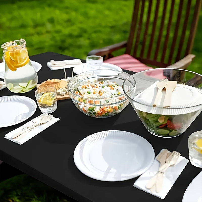 Stretchable Tablecloth - Washable and reusable, perfect for weddings, graduations, birthdays and housewarming parties - Durable polyester blend, stretchy for cocktail tables