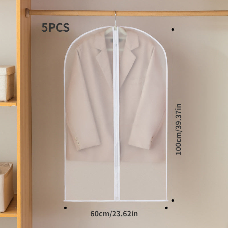 5 pieces/set of clothes hanging cover, dustproof jacket set cover, waterproof EVA storage bag