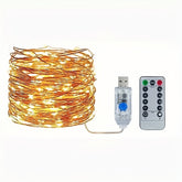 8 Modes USB Powered Twinkle Star Remote Control with Copper Wire Fairy String Lights Suitable for Family Christmas Wedding Parties Decorations Color Warm White Halloween decorations Chrismas decorations