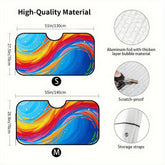 1pc Vibrant Abstract Sunset Ocean Design Car Sunshade Visor Heat Resistant Polyester Front Glass Easy Installation Fit for All Vehicles Sun Visor for Car Vehicle Interior Cooler Colorful Pattern Durable Fabric
