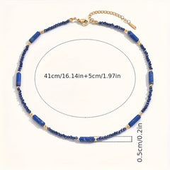 Women's Minimalist Blue Natural Stone Handmade Beaded Necklace